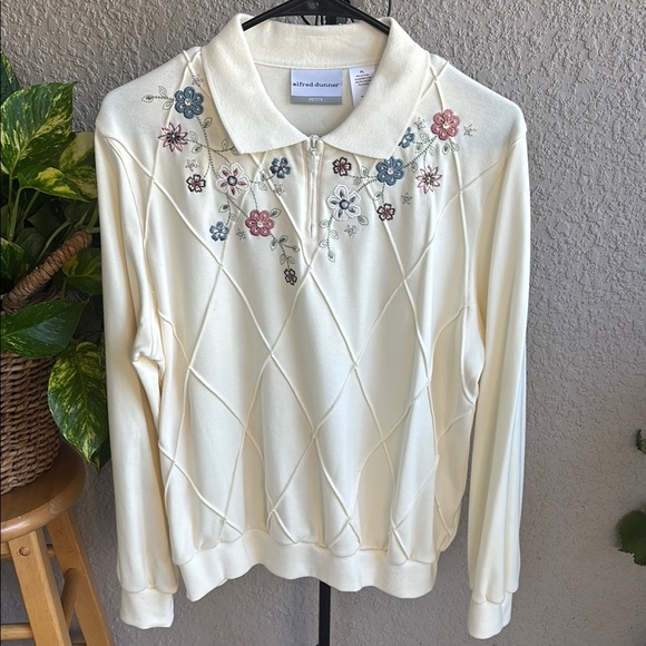 Alfred Dunner Ivory Floral Embroidered Jacket - Picture 1 of 14